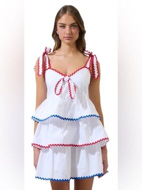 Sugarlips White Smocked Sundress with self tie shoulder straps- NWOT